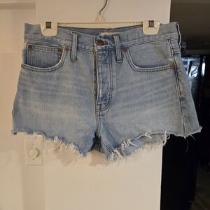 Madewell Blue Jean Shorts Distressed Frayed Hem